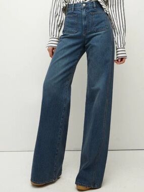 Dark Blue High-Rise Wide-Leg Jeans